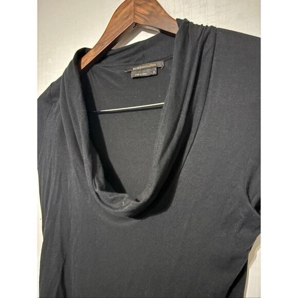 BCBG Maxazria Women's Size Small Black Scoop Neck Short Sleeve Blouse Top - Picture 3 of 5